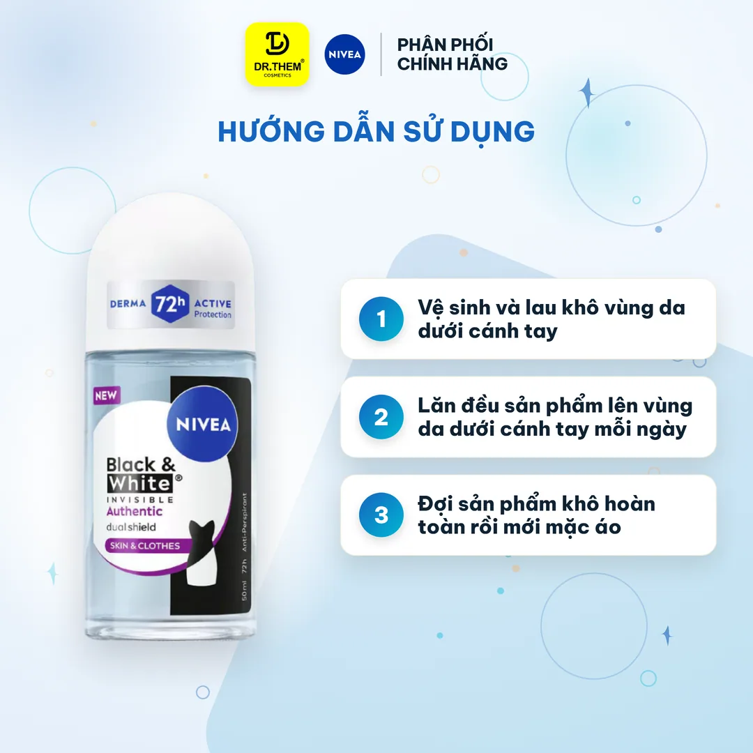 Lăn Ngăn Mùi Nivea Black & White Invisible Authentic Ngăn Mùi Và Mồ Hôi 72 Giờ Hạn Chế Vệt Ố Vàng Vệt Trắng 50ml 8