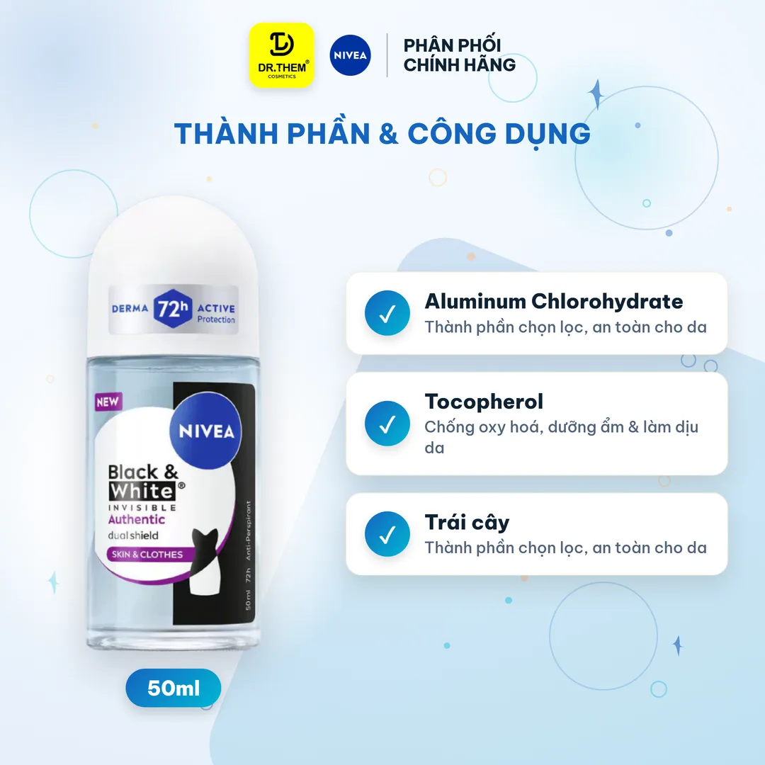 Lăn Ngăn Mùi Nivea Black & White Invisible Authentic Ngăn Mùi Và Mồ Hôi 72 Giờ Hạn Chế Vệt Ố Vàng Vệt Trắng 50ml 7
