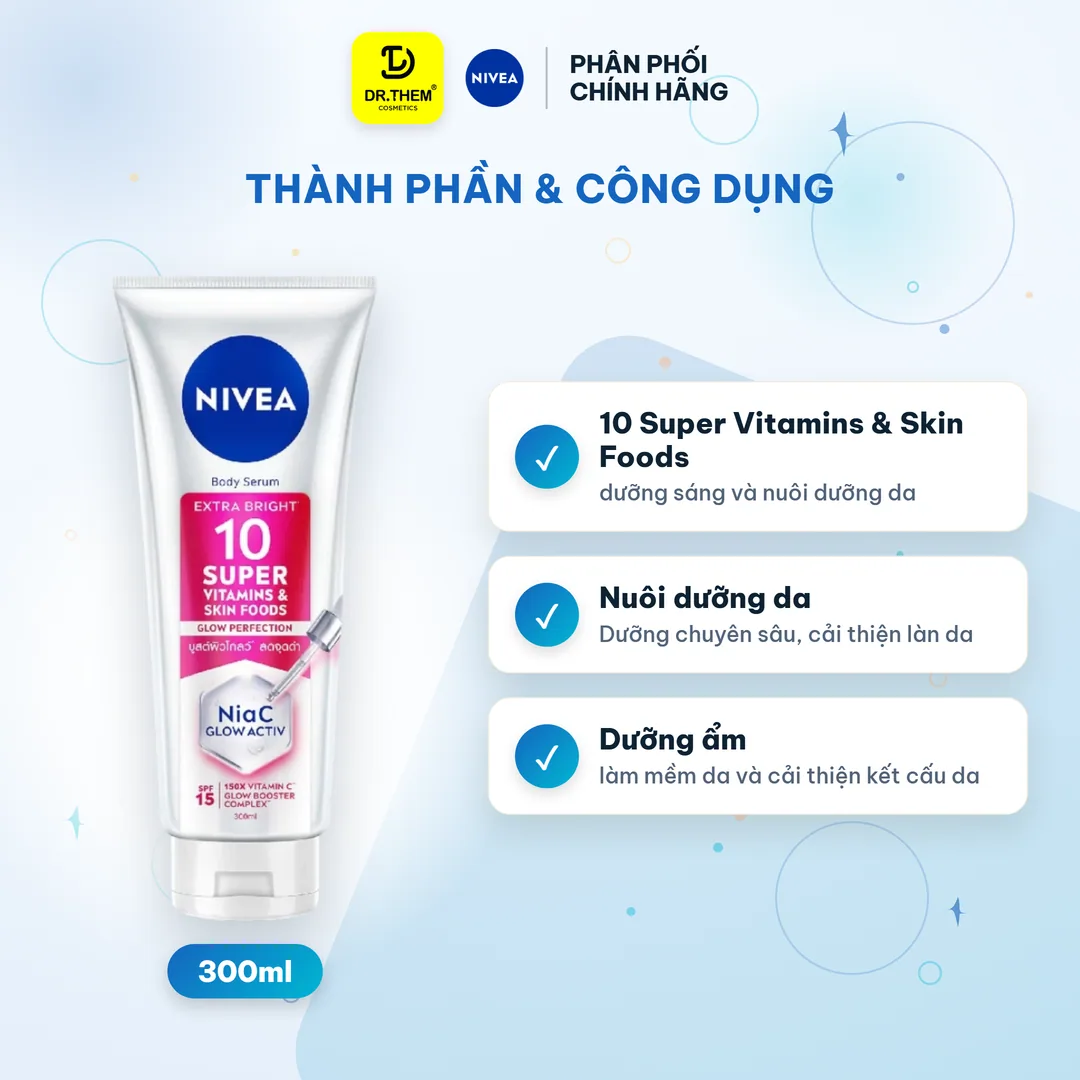 Serum Dưỡng Thể Nivea 10 Super Vitamins & Skin Foods Sáng Da, Mờ Thâm 300ml 2