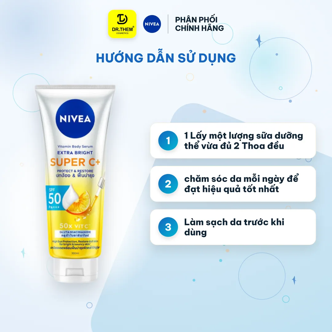 Sữa Dưỡng Thể Chống Nắng Nivea Vitamin Super C+ SPF50 PA+++ 300ml - Dưỡng Sáng, Ngừa Thâm Sạm 3