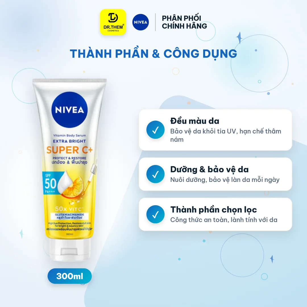Sữa Dưỡng Thể Chống Nắng Nivea Vitamin Super C+ SPF50 PA+++ 300ml - Dưỡng Sáng, Ngừa Thâm Sạm 2