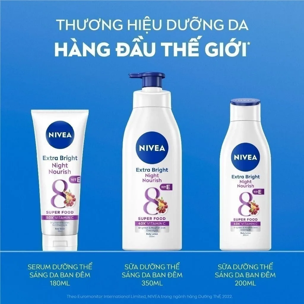 Serum Dưỡng Thể Nivea 8 Super Foods Ban Đêm Hỗ Trợ Phục Hồi Dưỡng Sáng Làm Mờ Đốm Nâu Đều Màu Da 180ml 4
