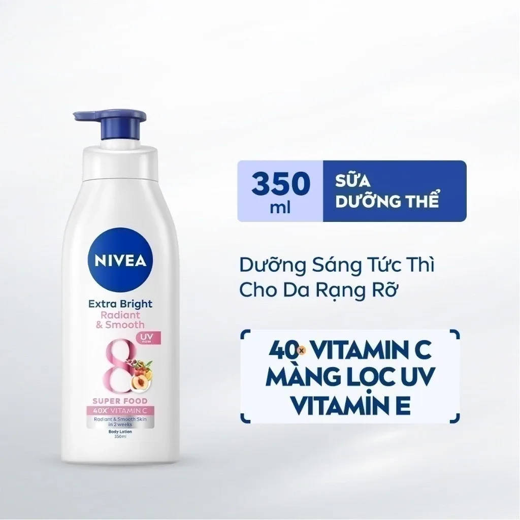 Sữa Dưỡng Thể Nivea Extra Bright Radiant & Smooth 8 Super Foods Dưỡng Sáng Mịn Cấp Ẩm Đều Màu Ban Ngày 350ml 2