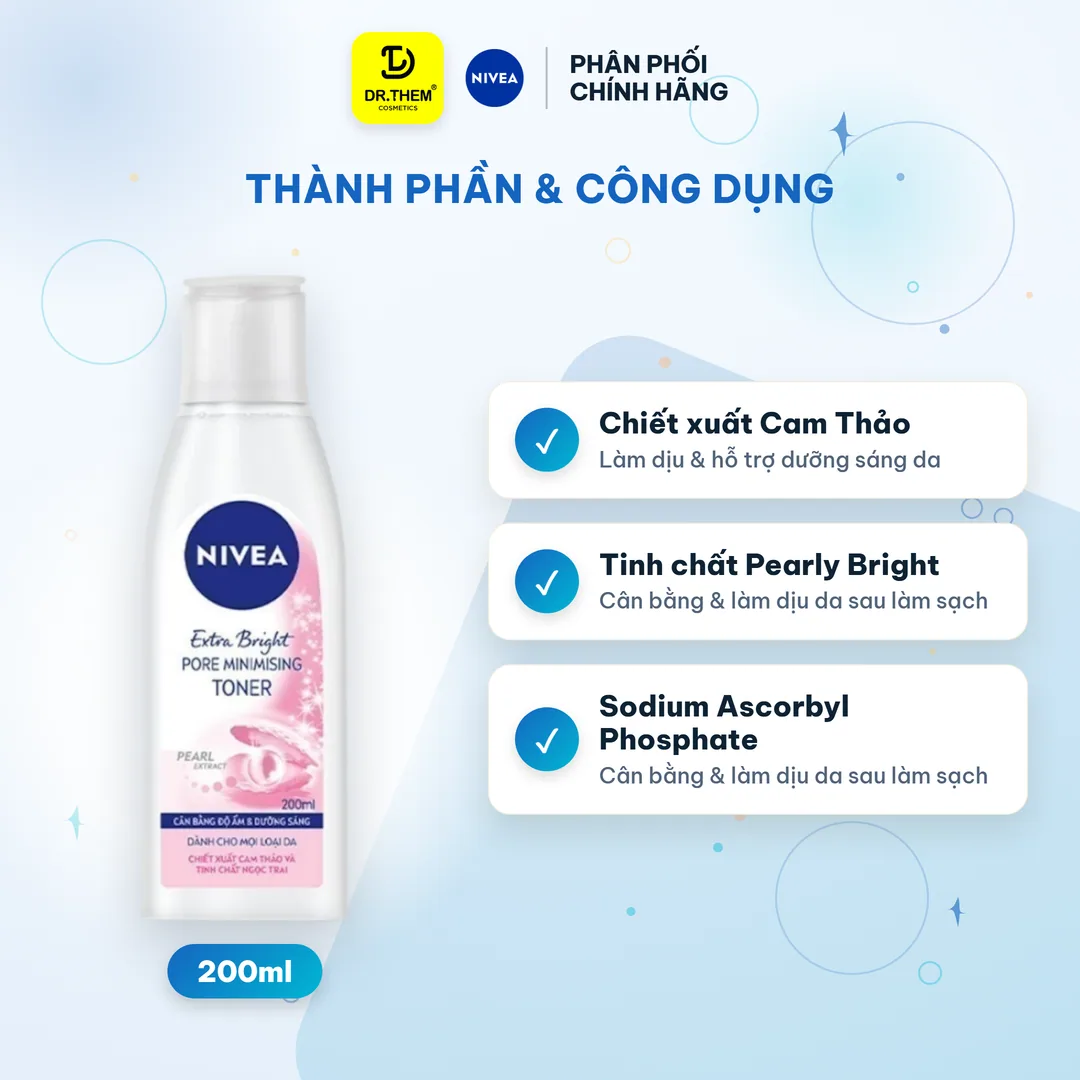 Nước Hoa Hồng Nivea Dưỡng Sáng Da Cam Thảo & Pearly Bright Cân Bằng pH Se Khít Lỗ Chân Lông Cho Mọi Loại Da 200ml 7