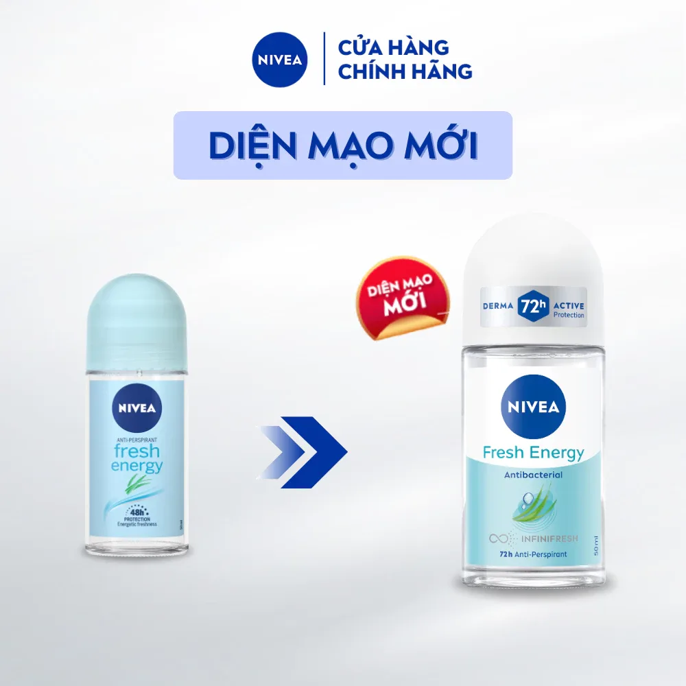 Lăn Ngăn Mùi NIVEA Fresh Energy Tươi Mát Sức Sống Khô Thoáng Ngăn Mùi 72 Giờ Chiết Xuất Sả Không Cồn 50ml 3