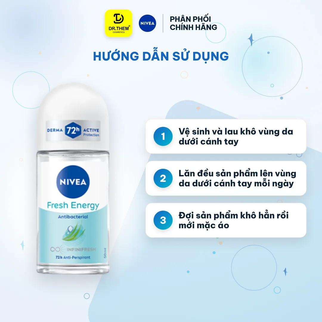 Lăn Ngăn Mùi NIVEA Fresh Energy Tươi Mát Sức Sống Khô Thoáng Ngăn Mùi 72 Giờ Chiết Xuất Sả Không Cồn 50ml 8