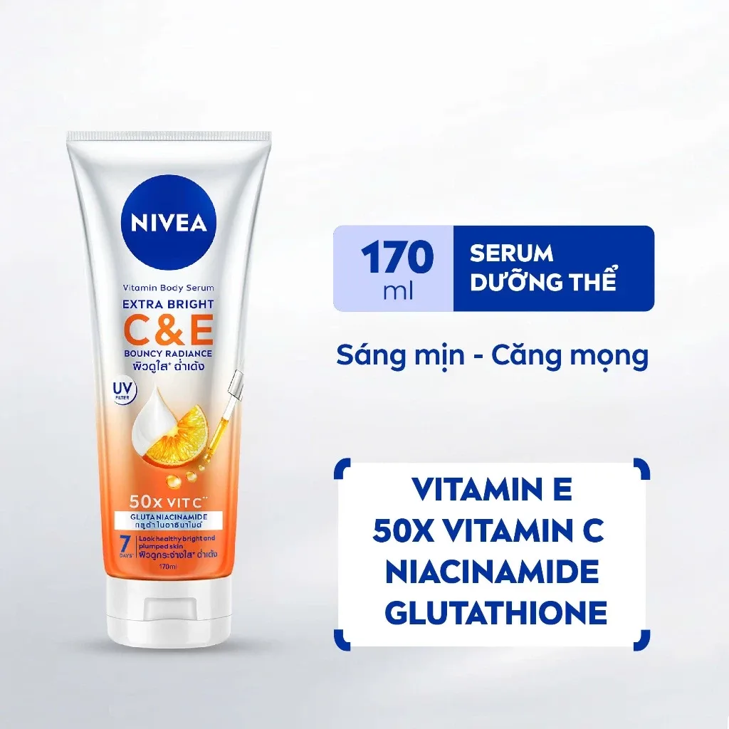 Serum Dưỡng Thể NIVEA Vitamin C&E Dưỡng Sáng Mượt Da Căng Mọng Sau 7 Ngày Với Glutathione 170ml 2