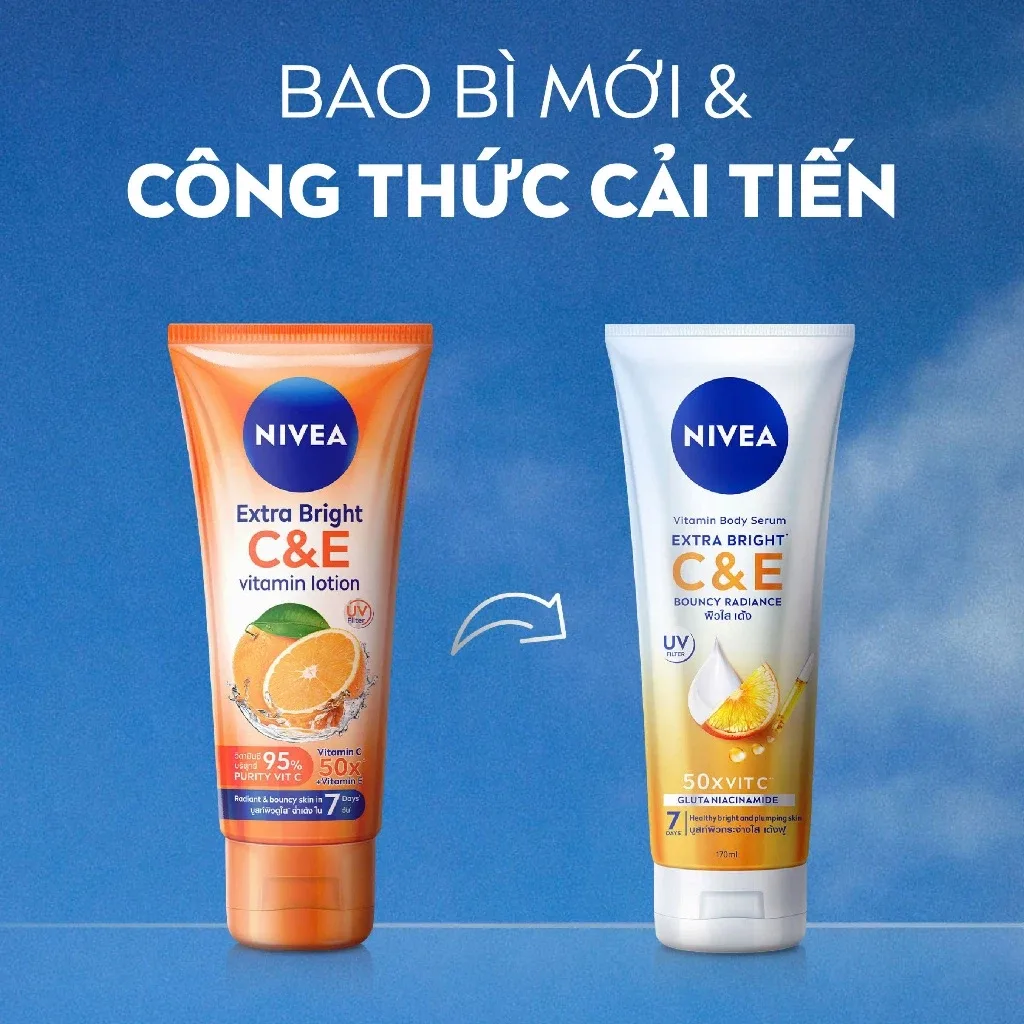 Serum Dưỡng Thể NIVEA Vitamin C&E Dưỡng Sáng Mượt Da Căng Mọng Sau 7 Ngày Với Glutathione 170ml 3