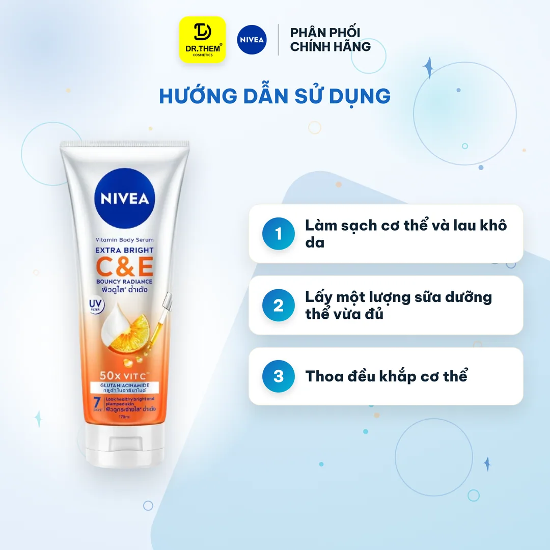 Serum Dưỡng Thể NIVEA Vitamin C&E Dưỡng Sáng Mượt Da Căng Mọng Sau 7 Ngày Với Glutathione 170ml 8
