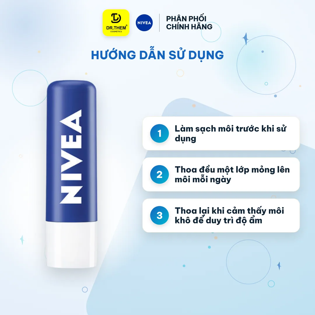 Son Dưỡng Ẩm Môi NIVEA Original Care Dưỡng Ẩm Chuyên Sâu Phục Hồi Môi Khô Không Chứa Chì 4.8g 6
