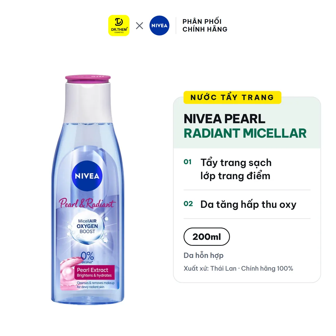 Nước Tẩy Trang Nivea Pearl Radiant Micellar Water Làm Sạch Sâu Dưỡng Sáng Da 200ml