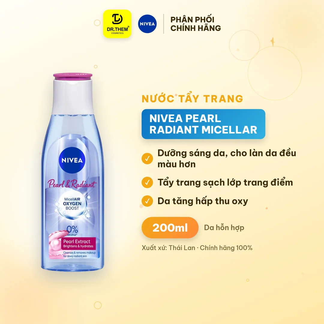 Nước Tẩy Trang Nivea Pearl Radiant Micellar Water Làm Sạch Sâu Dưỡng Sáng Da 200ml