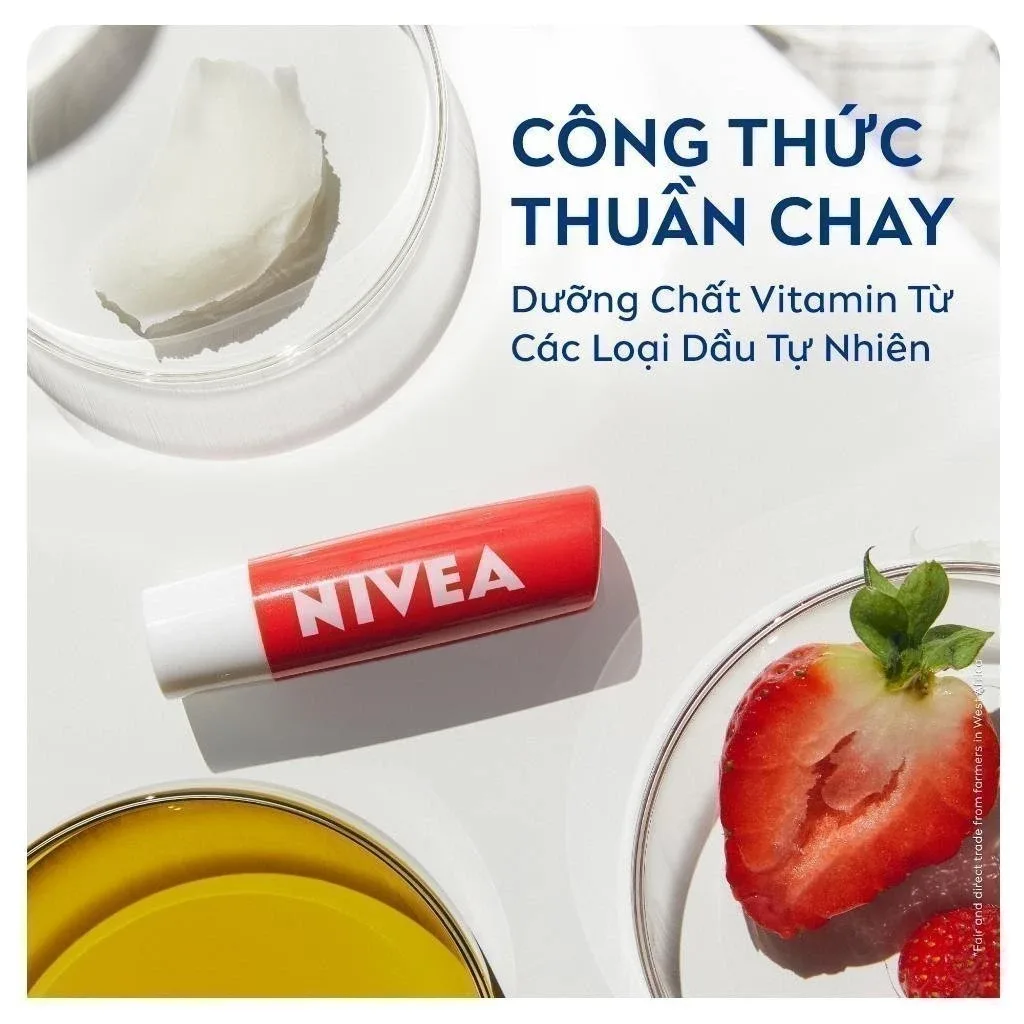 Son Dưỡng Môi Có Màu NIVEA Strawberry Shine Sắc Đỏ Dâu Tây Dưỡng Ẩm Hồng Môi Không Chứa Chì 4.8g 5