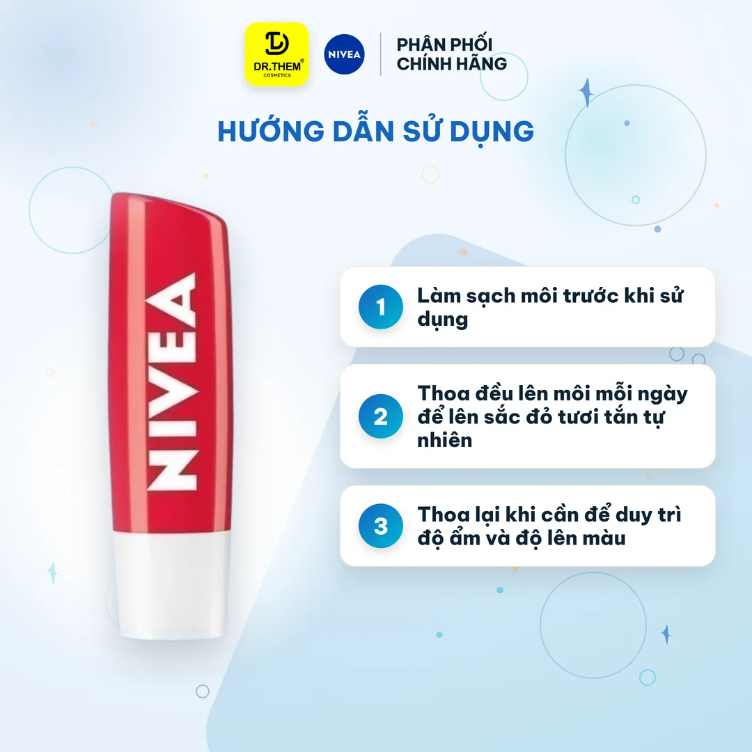 Son Dưỡng Môi Có Màu NIVEA Strawberry Shine Sắc Đỏ Dâu Tây Dưỡng Ẩm Hồng Môi Không Chứa Chì 4.8g 8