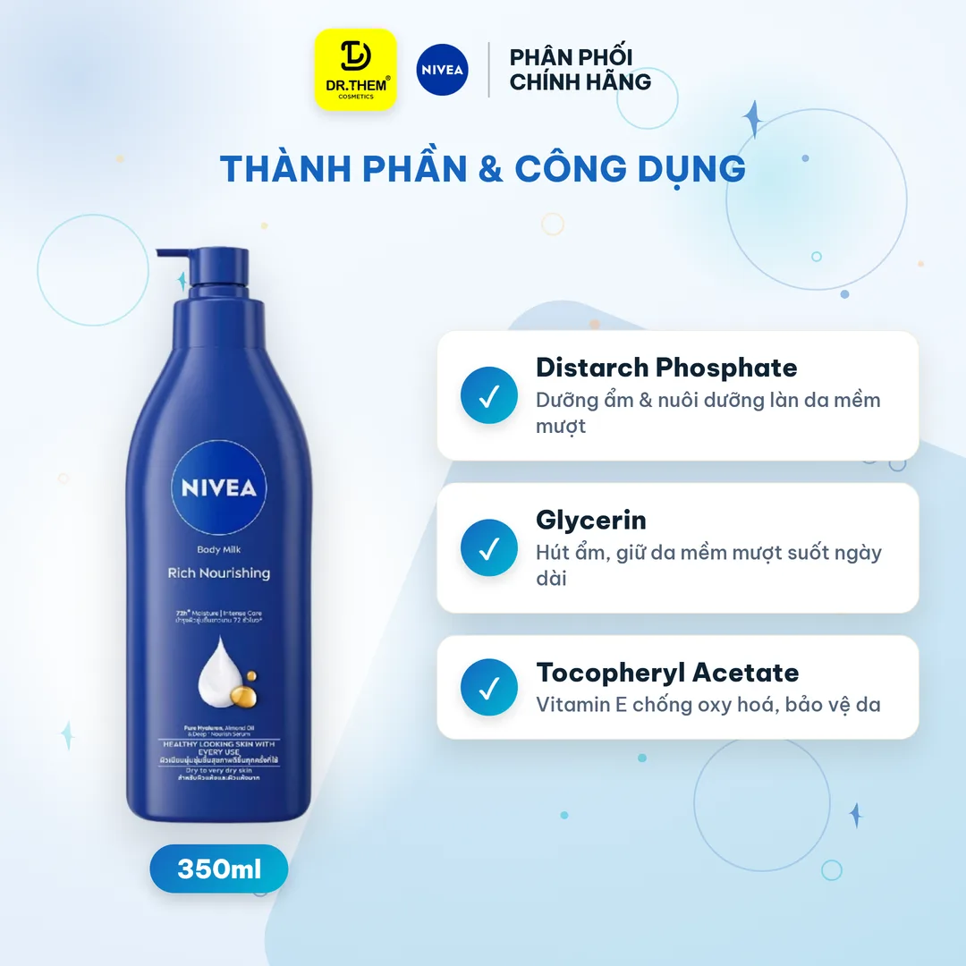 Sữa Dưỡng Thể NIVEA Dưỡng Ẩm Chuyên Sâu 72H Thấm Nhanh Cho Da Khô Và Rất Khô 350ml 2