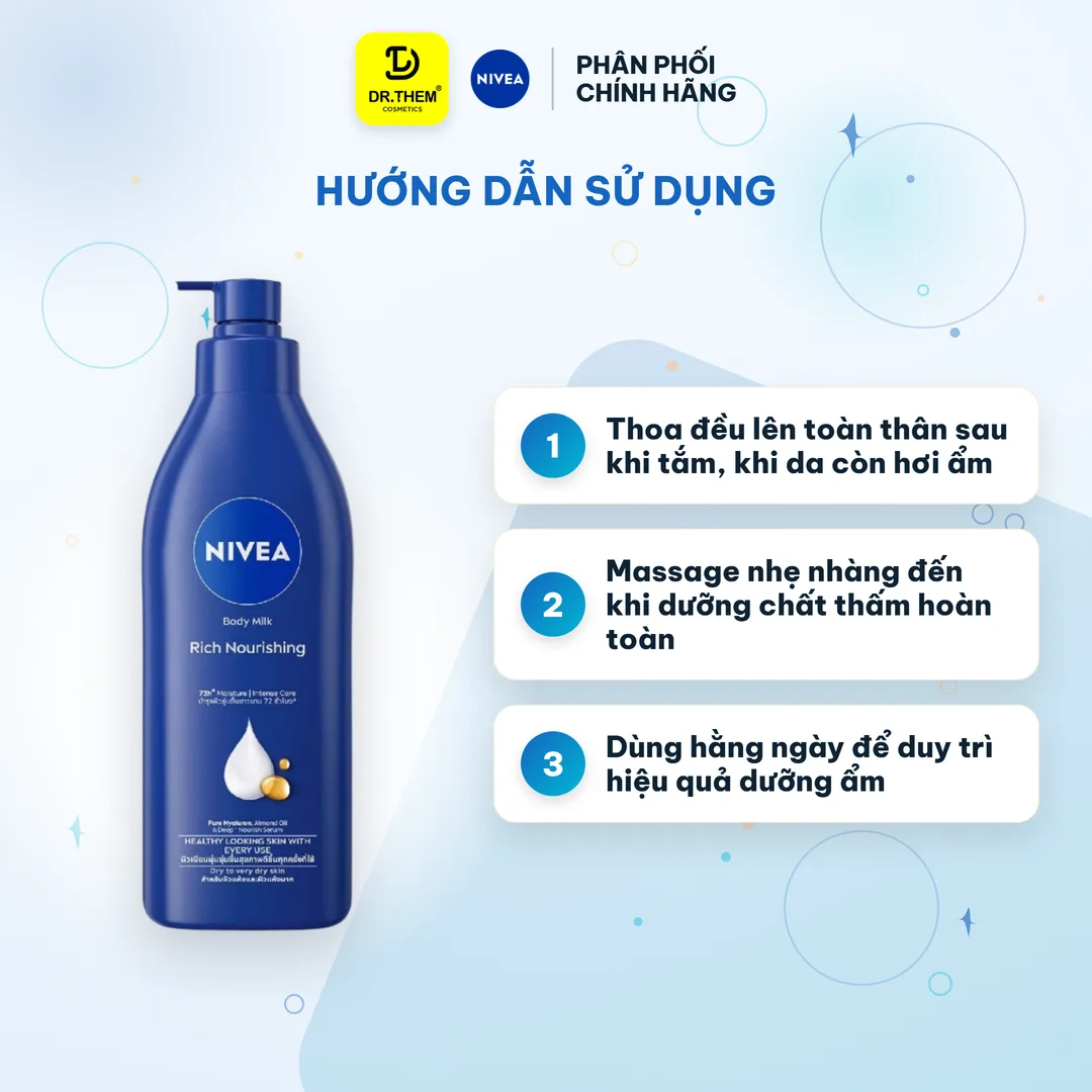 Sữa Dưỡng Thể NIVEA Dưỡng Ẩm Chuyên Sâu 72H Thấm Nhanh Cho Da Khô Và Rất Khô 350ml 3