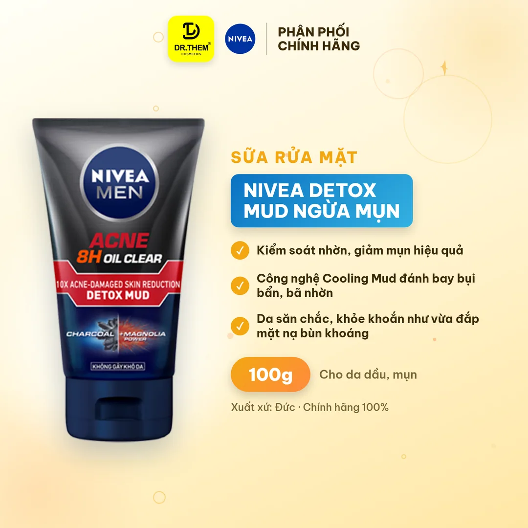 Sữa Rửa Mặt Nivea Men Làm Sạch Sâu Kiềm Dầu Hỗ Trợ Giảm Mụn Dưỡng Sáng Da Dành Cho Nam 100g/150g 3