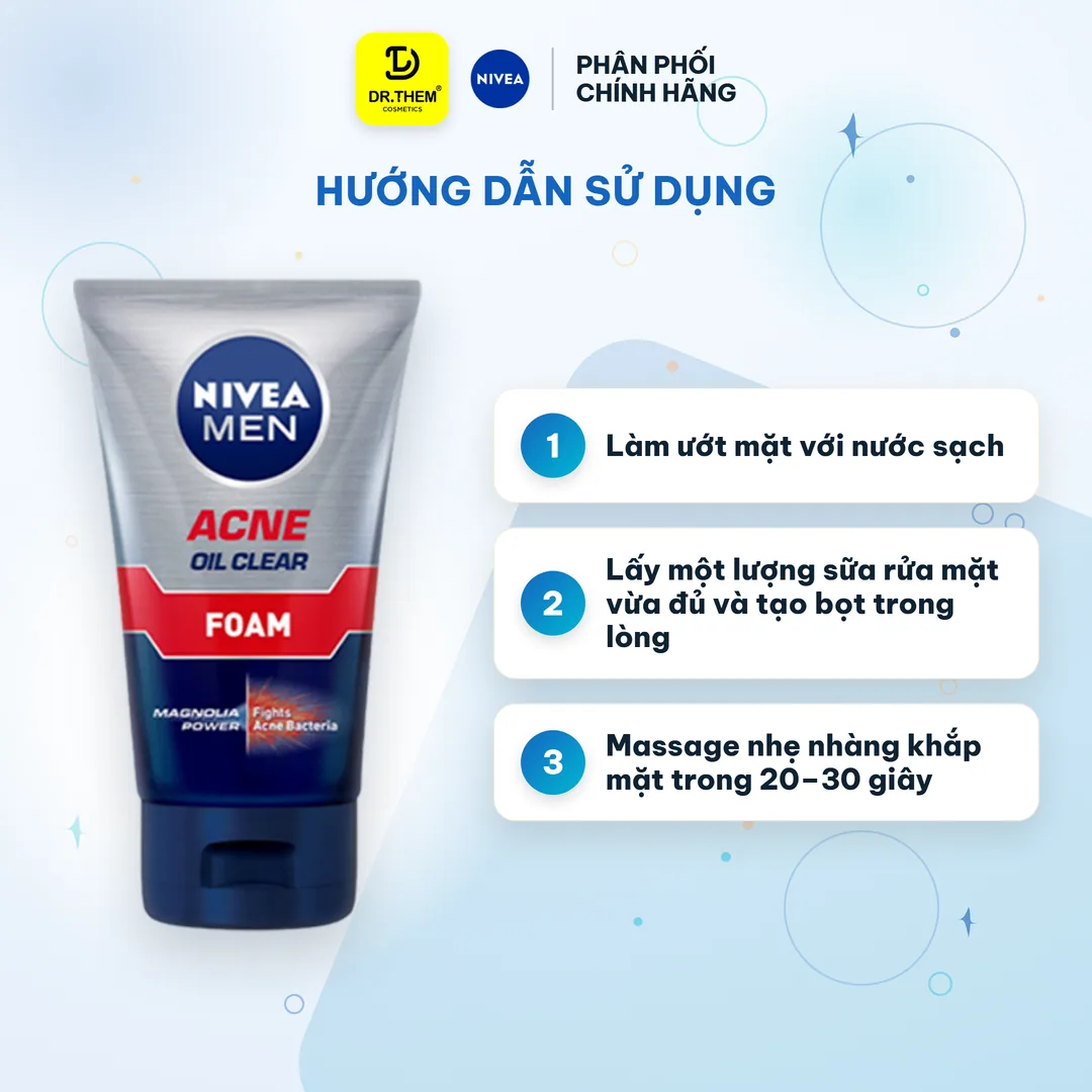 Sữa Rửa Mặt Nivea Men Làm Sạch Sâu Kiềm Dầu Hỗ Trợ Giảm Mụn Dưỡng Sáng Da Dành Cho Nam 100g/150g 12