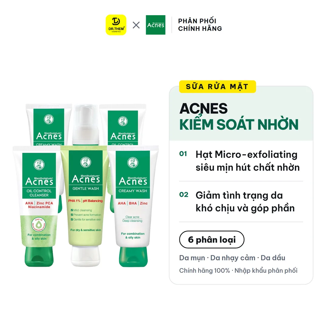 Sữa Rửa Mặt Acnes Oil Control Creamy Foaming Gentle Wash Làm Sạch Kiểm Soát Nhờn Ngừa Mụn