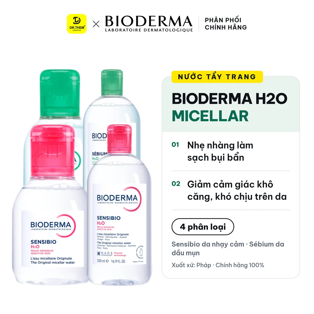 Nước Tẩy Trang Bioderma Sensibio Sébium H2O Làm Sạch Sâu Dịu Nhẹ Cho Da Nhạy Cảm Và Da Dầu Mụn 100ml 500ml