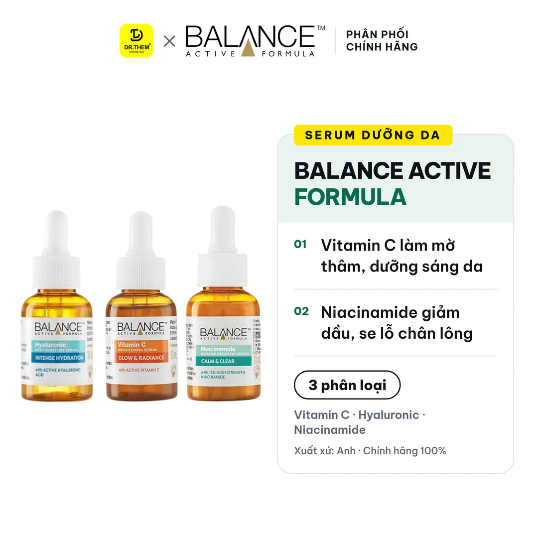 Serum Dưỡng Da Balance Active Formula Vitamin C Niacinamide Hyaluronic Dưỡng Sáng Cấp Ẩm Da 30ml
