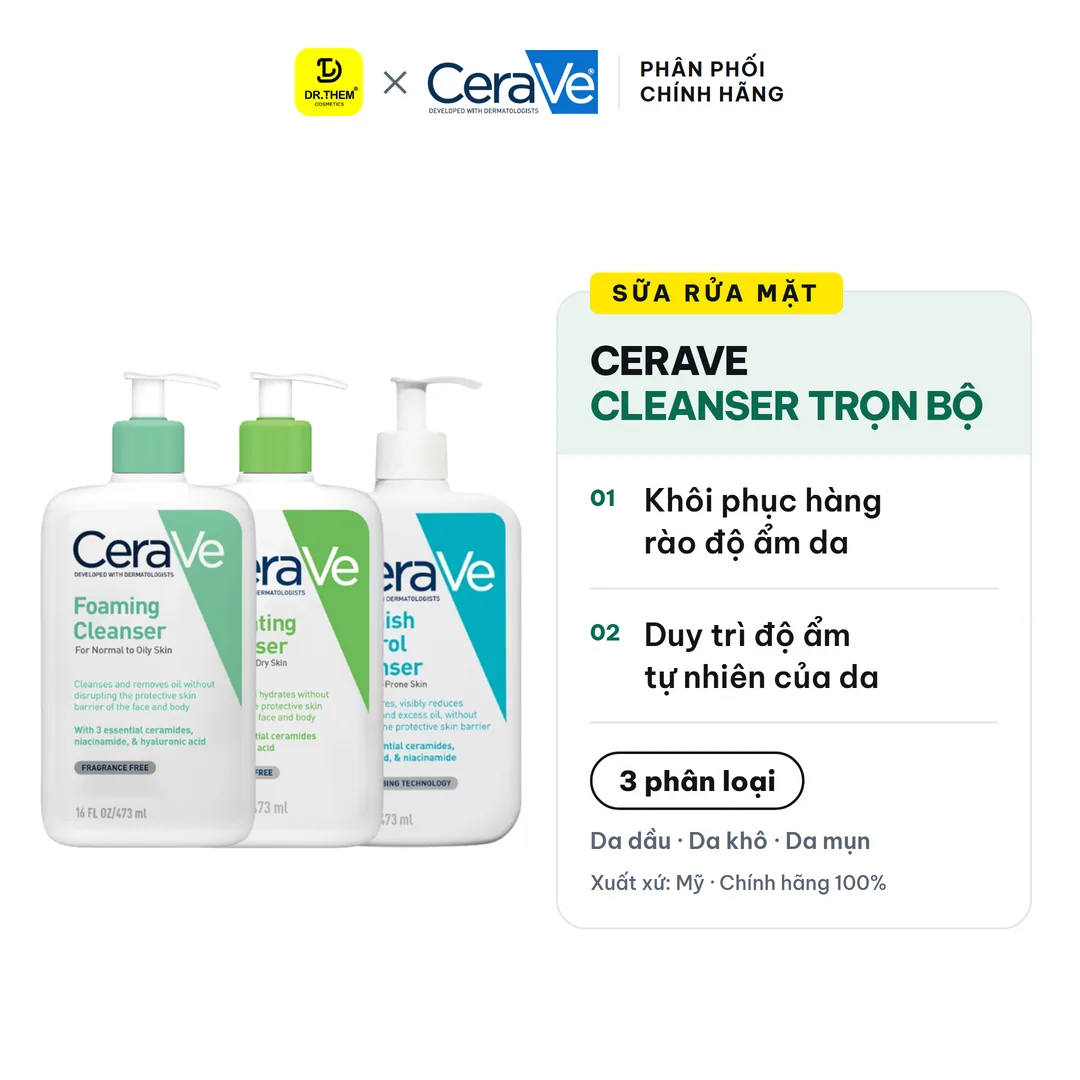 Sữa Rửa Mặt CeraVe Foaming Hydrating SA Smoothing Cleanser Làm Sạch Dịu Nhẹ Cho Mọi Loại Da 88ml 236ml 473ml