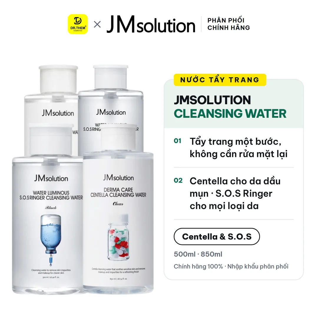 Nước Tẩy Trang JMsolution Centella Ceramide S.O.S Ringer Cleansing Water Làm Sạch Cấp Ẩm Cho Mọi Loại Da 500ml 850ml