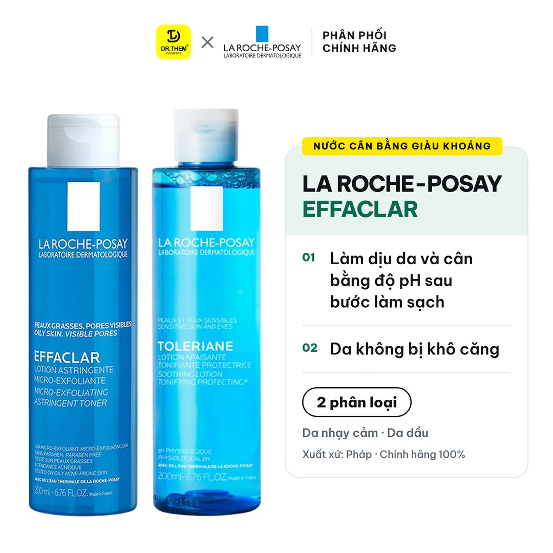 Nước Cân Bằng Giàu Khoáng La Roche Posay Effaclar Toner Và Toleriane Lotion Làm Dịu Cân Bằng Da 200ml