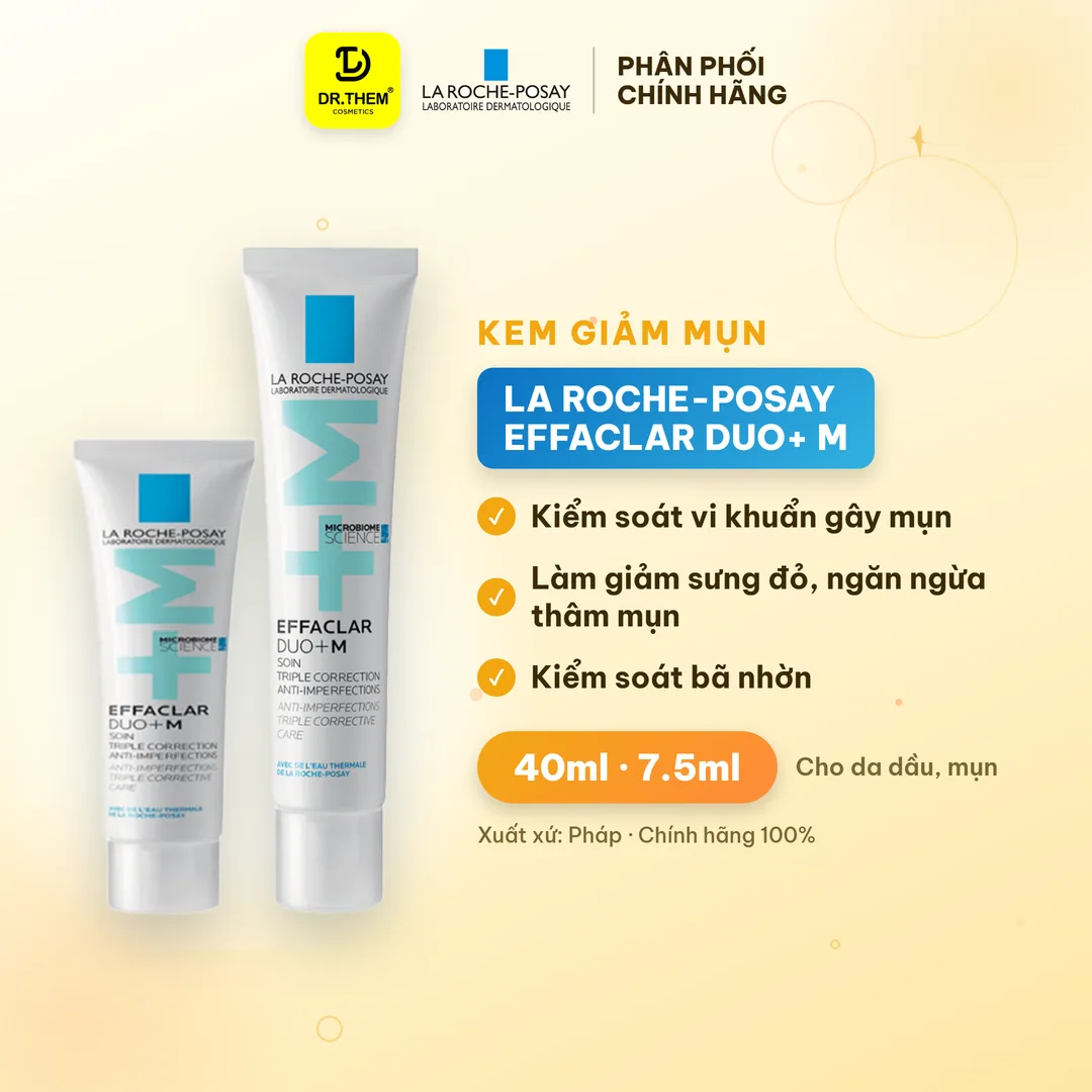 Kem Dưỡng La Roche-Posay Effaclar Duo+ M Hỗ Trợ Giảm Mụn Giảm Thâm Kiềm Dầu Cho Da Dầu Mụn 7.5ml/40ml