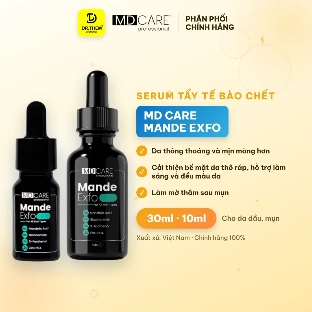 Tinh Chất Tẩy Tế Bào Chết MD CARE Mande Exfo Cấp Ẩm Làm Sáng Da Căng Bóng Cho Da Dầu Hỗn Hợp 10ml/30ml