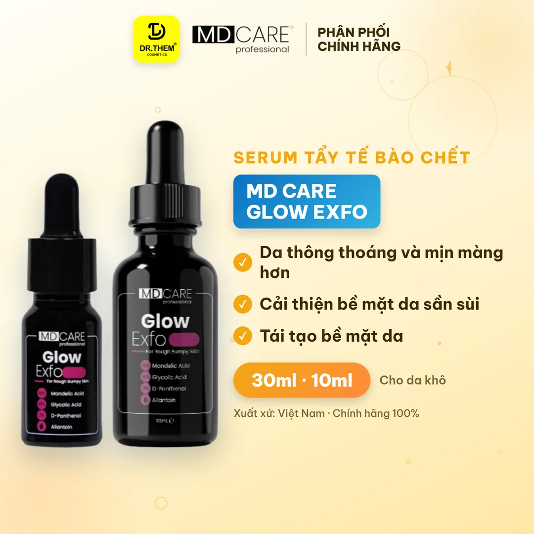 Tinh Chất Tẩy Tế Bào Chết MD CARE Glow Exfo Hỗ Trợ Làm Sáng Mờ Thâm Đều Màu Da Cho Da Xỉn Màu 10ml/30ml