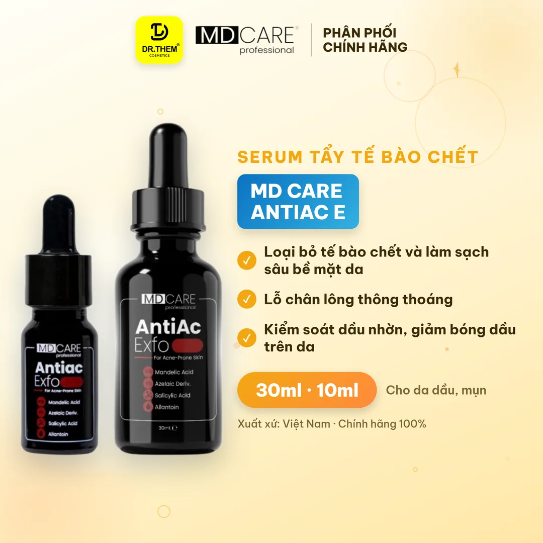 Tinh Chất Tẩy Tế Bào Chết MD CARE AntiAc Exfo Hỗ Trợ Giảm Mụn Kiềm Dầu Làm Dịu Da Cho Da Dầu Mụn 10ml/30ml