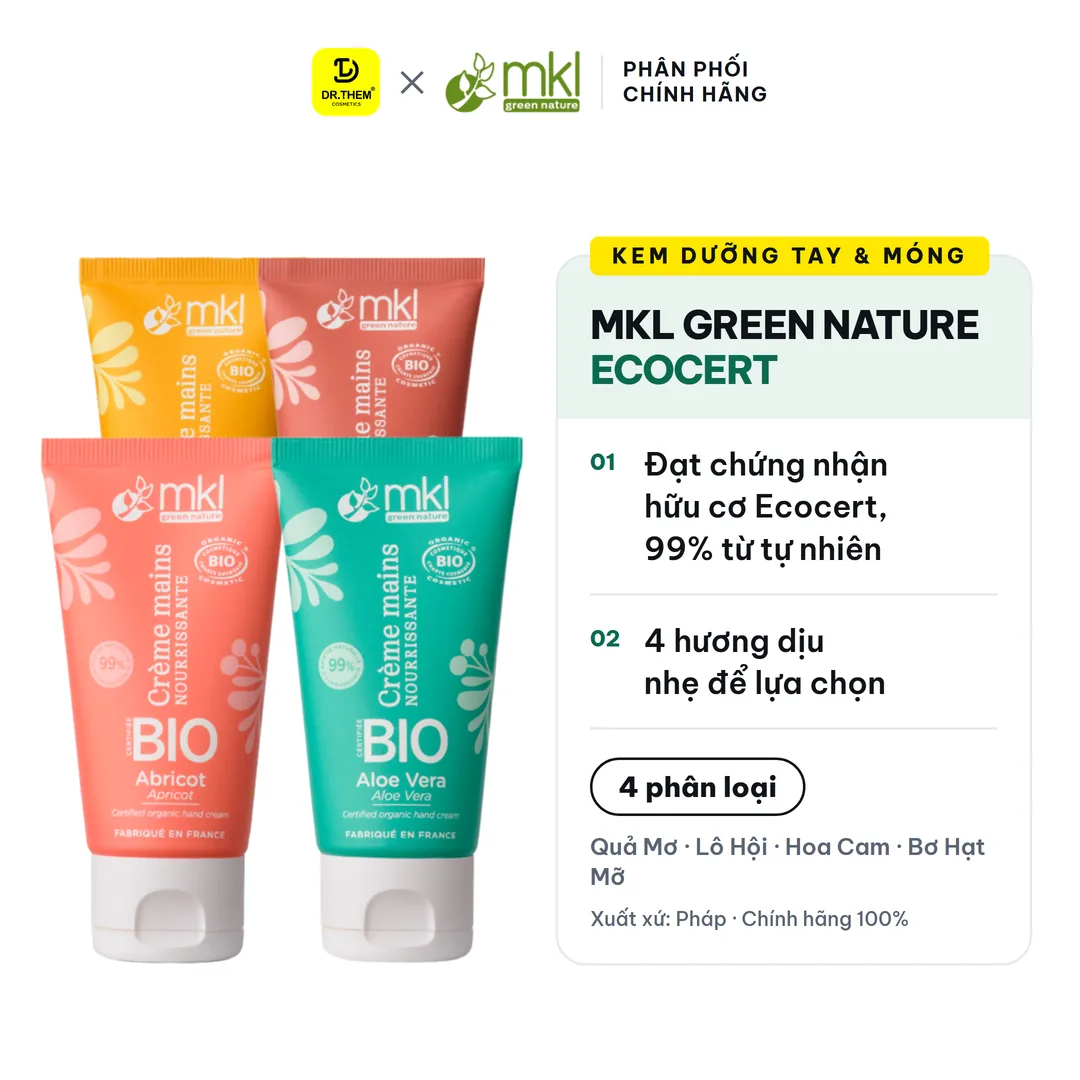 Kem Dưỡng Tay Và Móng Hữu Cơ MKL Green Nature Hand Cream Ecocert Dưỡng Ẩm Mềm Mịn Không Nhờn Rít 50ml