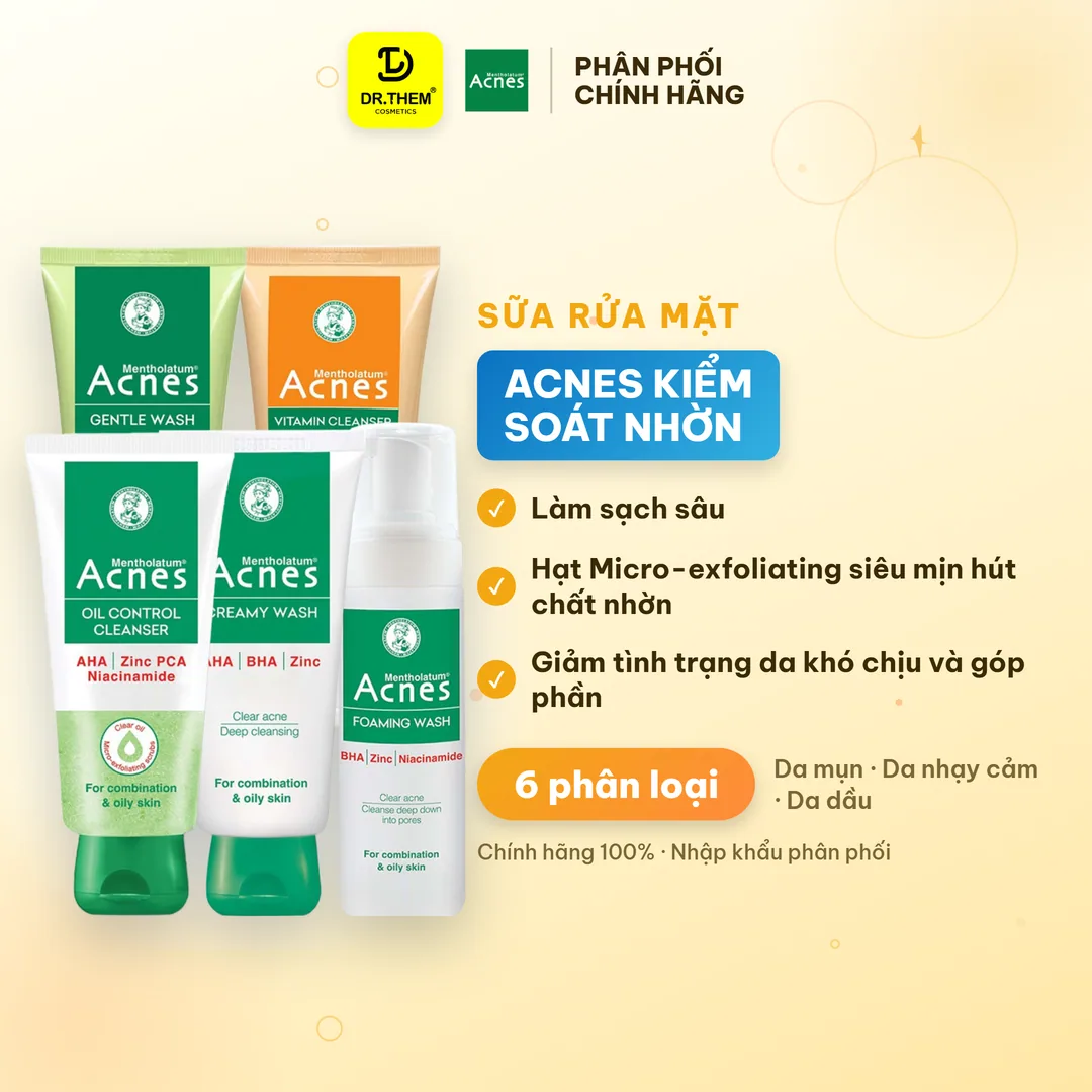 Sữa Rửa Mặt Acnes Oil Control Creamy Foaming Gentle Wash Làm Sạch Kiểm Soát Nhờn Ngừa Mụn