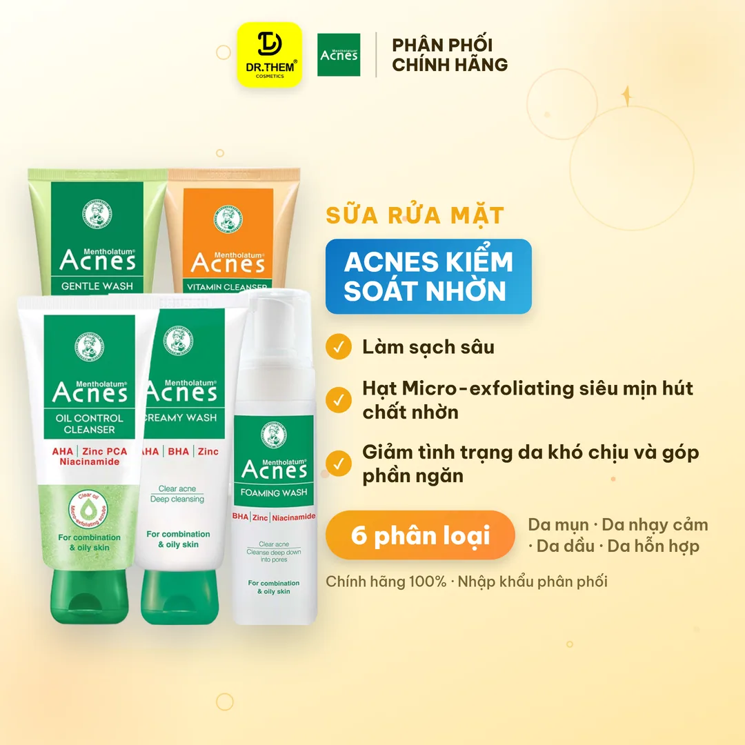 Sữa Rửa Mặt Acnes Oil Control Creamy Foaming Gentle Wash Làm Sạch Kiểm Soát Nhờn Ngừa Mụn