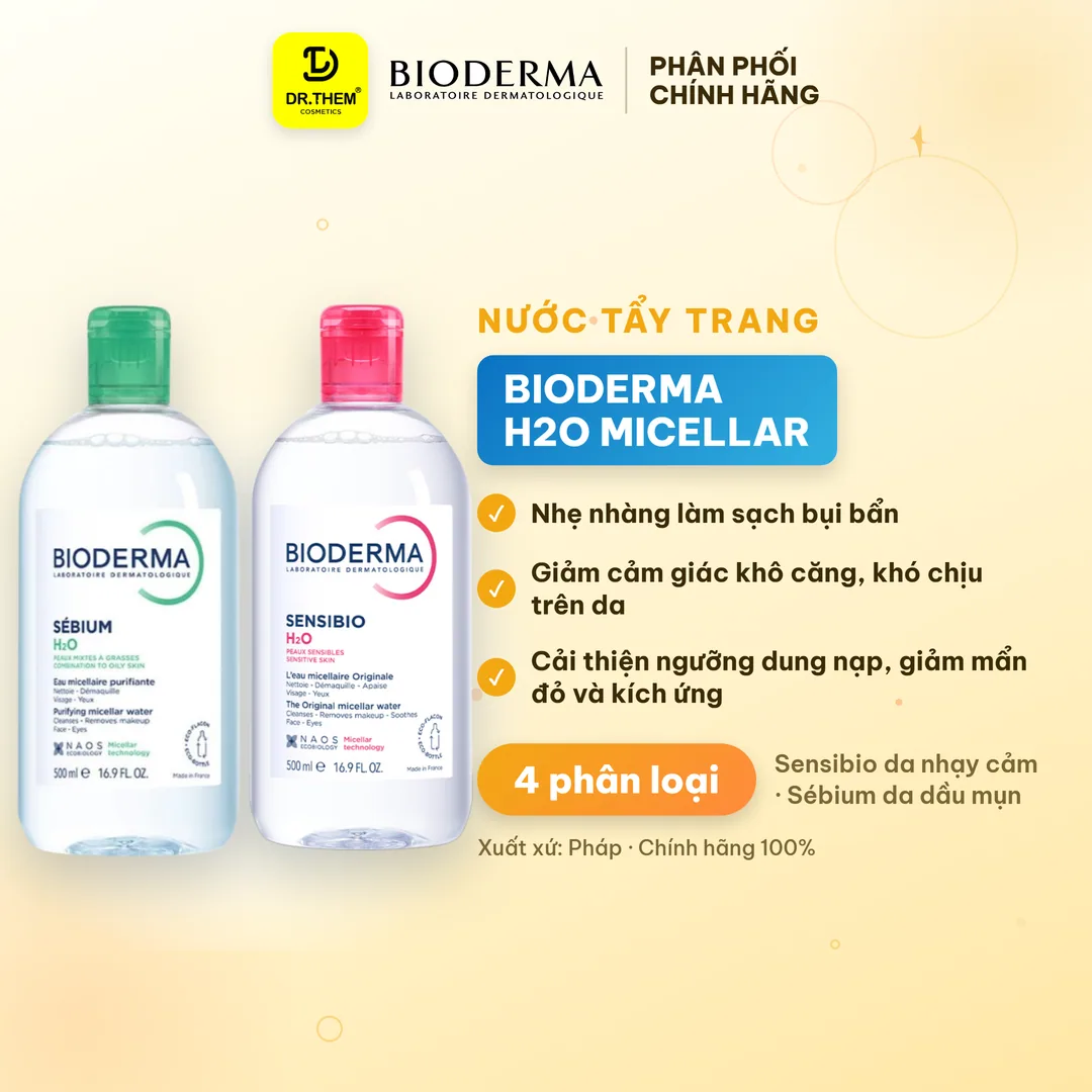 Nước Tẩy Trang Bioderma Sensibio Sébium H2O Làm Sạch Sâu Dịu Nhẹ Cho Da Nhạy Cảm Và Da Dầu Mụn 100ml 500ml