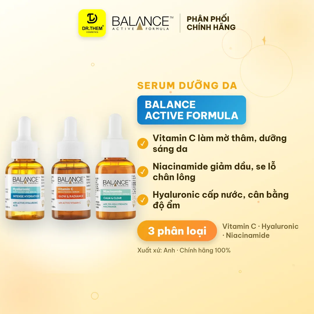 Serum Dưỡng Da Balance Active Formula Vitamin C Niacinamide Hyaluronic Dưỡng Sáng Cấp Ẩm Da 30ml