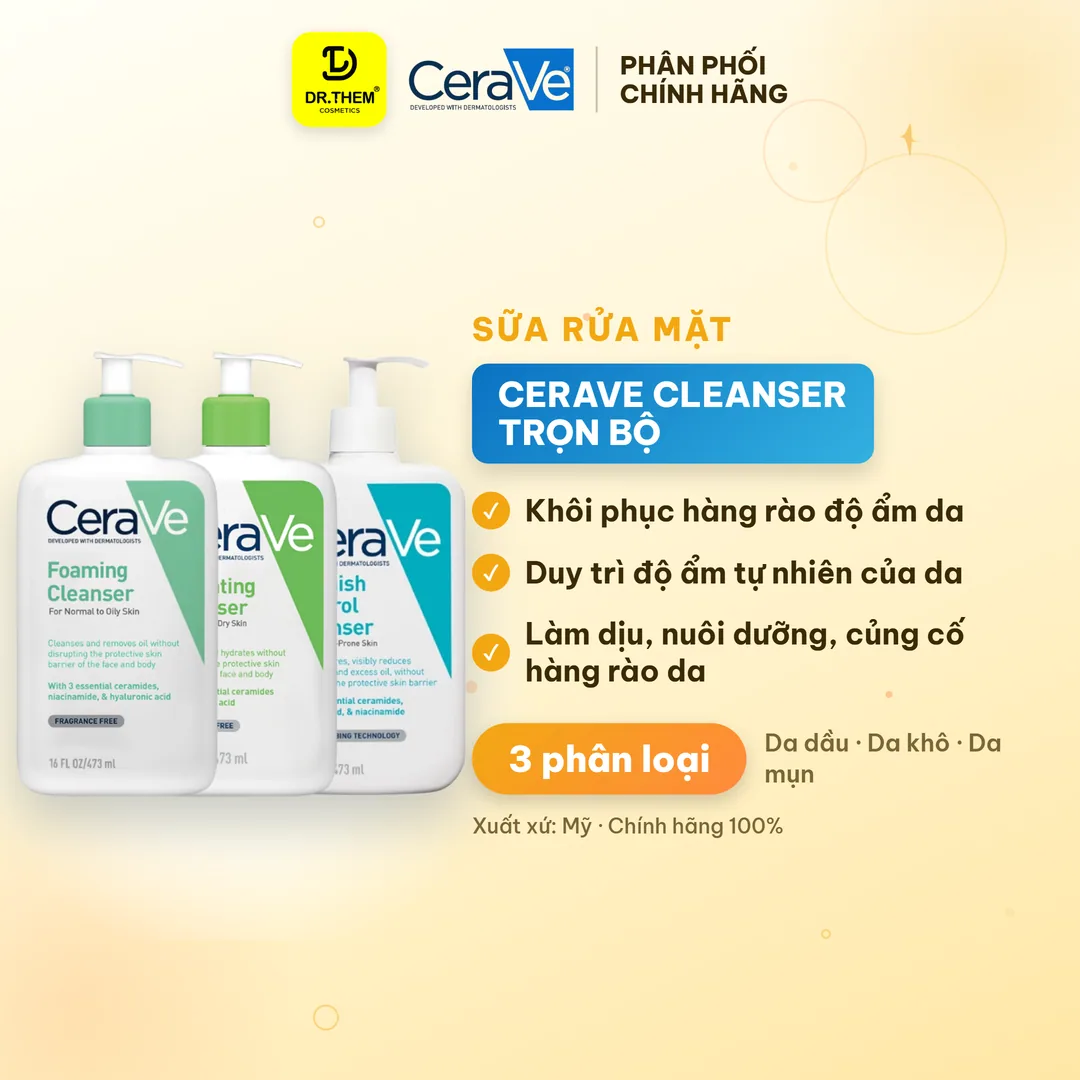 Sữa Rửa Mặt CeraVe Foaming Hydrating SA Smoothing Cleanser Làm Sạch Dịu Nhẹ Cho Mọi Loại Da 88ml 236ml 473ml