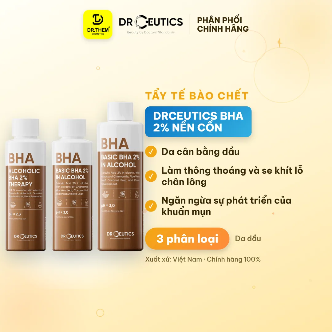 Toner DrCeutics BHA 2% Basic Và BHA Therapy Làm Sạch Sâu Cân Bằng Da Cho Da Dầu Mụn 100ml 200ml