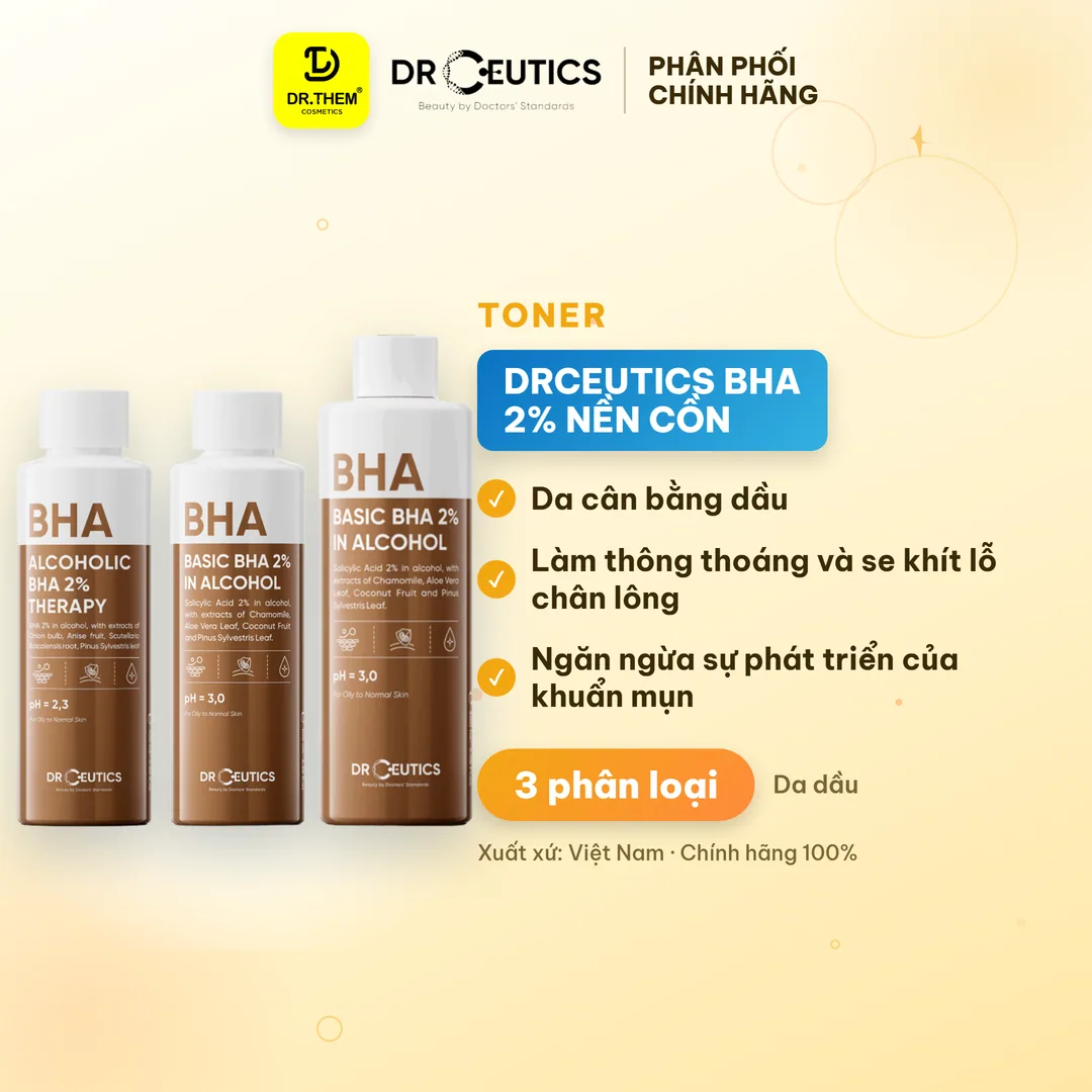 Toner DrCeutics BHA 2% Basic Và BHA Therapy Làm Sạch Sâu Cân Bằng Da Cho Da Dầu Mụn 100ml 200ml