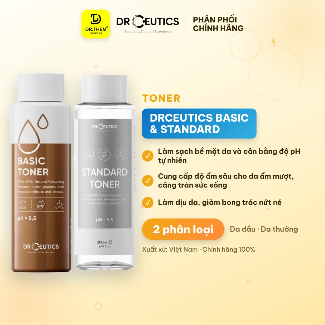 Toner DrCeutics Basic Toner Và Standard Toner Cấp Ẩm Làm Dịu Cân Bằng Da Cho Da Dầu Da Thường 200ml