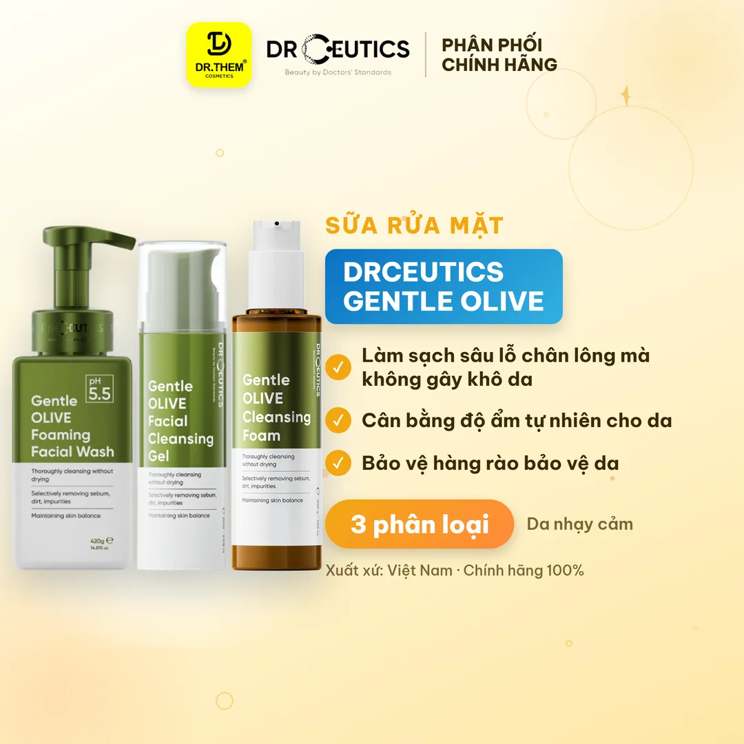 Sữa Rửa Mặt Drceutics Gentle Olive Cleansing Foam Làm Sạch Sâu Dịu Nhẹ Cân Bằng Ẩm Cho Mọi Loại Da