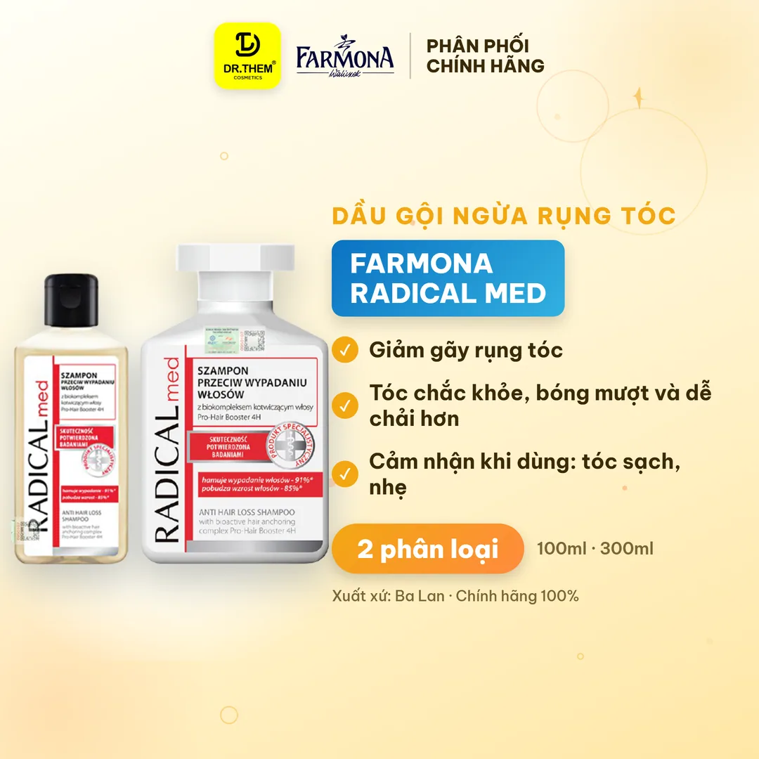 Dầu Gội Farmona Radical Med Anti Hair Loss Shampoo Hỗ Trợ Giảm Rụng Tóc Chắc Khỏe Tóc 100ml 300ml