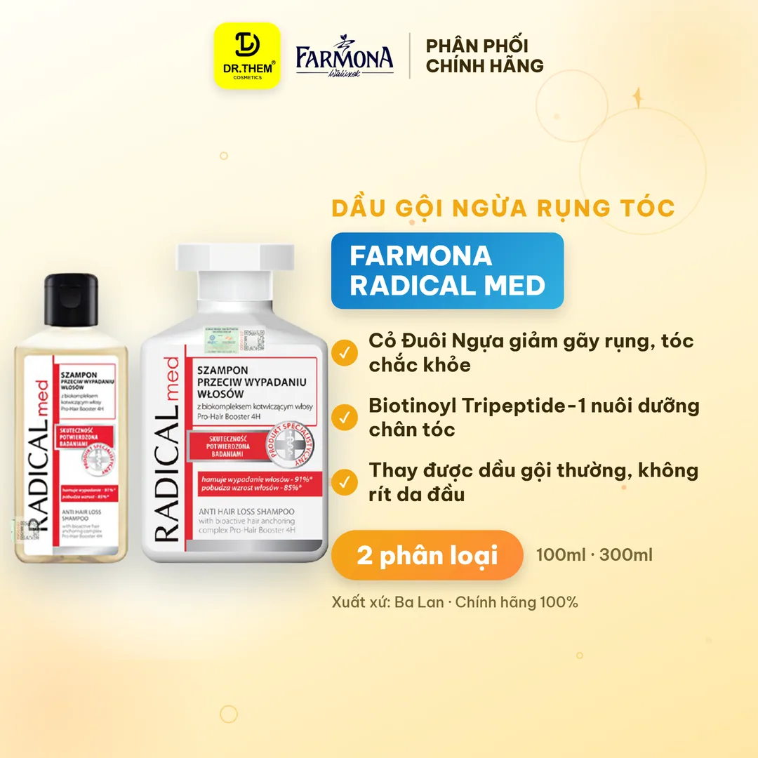 Dầu Gội Farmona Radical Med Anti Hair Loss Shampoo Hỗ Trợ Giảm Rụng Tóc Chắc Khỏe Tóc 100ml 300ml