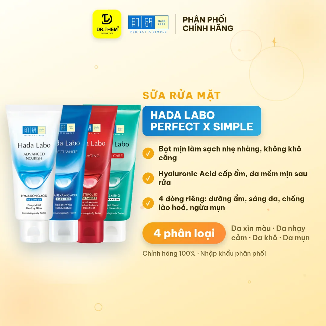 Sữa Rửa Mặt Hada Labo Advanced Nourish Perfect White Pro Aging Acne Care Làm Sạch Sâu Dưỡng Ẩm Cho Mọi Loại Da 80g