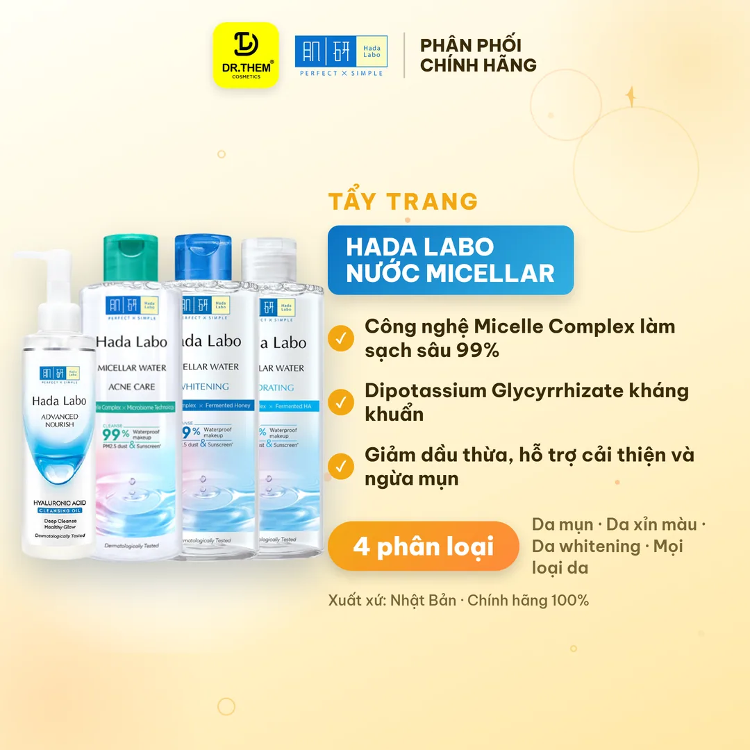 Nước Tẩy Trang Hada Labo Micellar Water Và Dầu Tẩy Trang Cleansing Oil Làm Sạch Sâu Cấp Ẩm Cho Mọi Loại Da 200ml/240ml