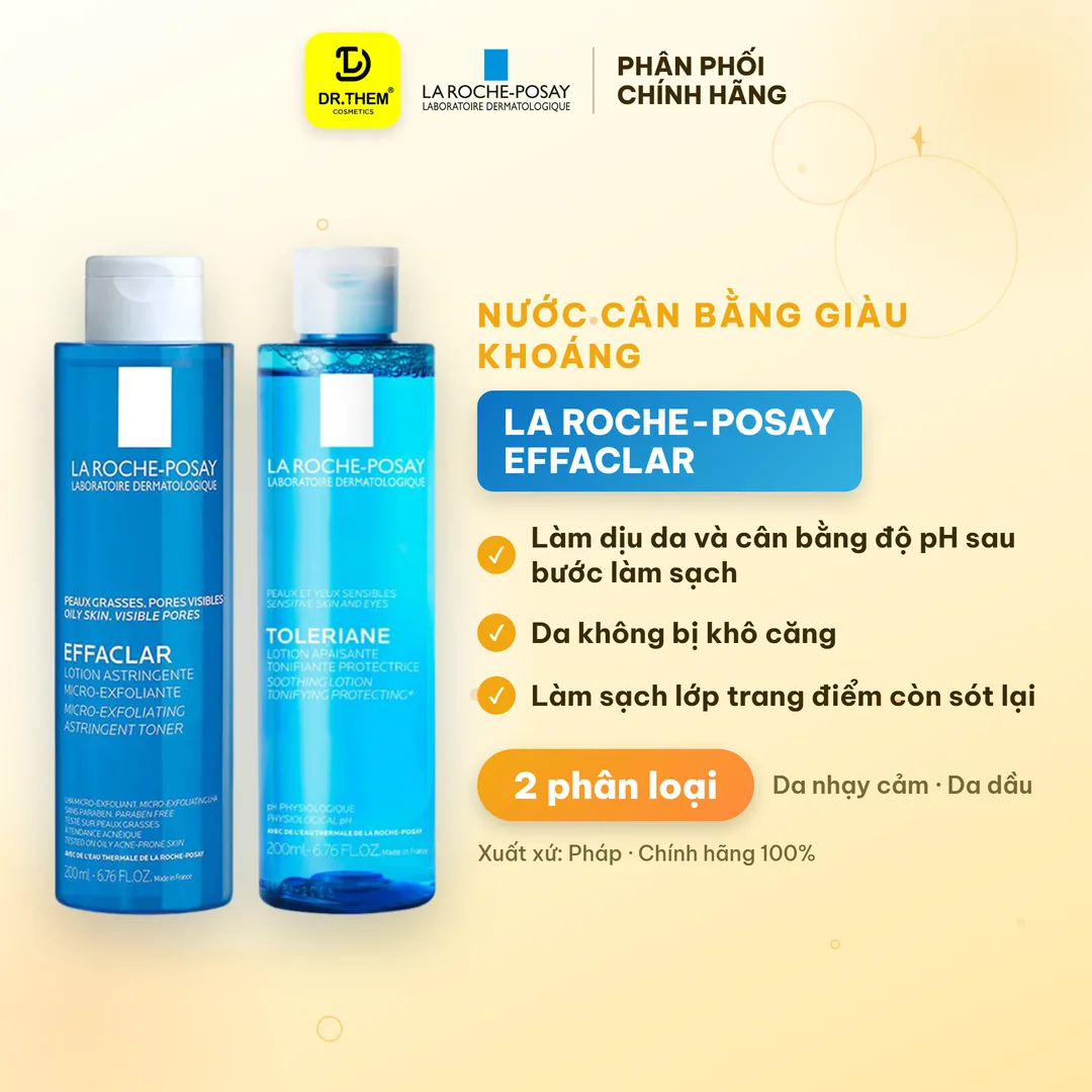 Nước Cân Bằng Giàu Khoáng La Roche Posay Effaclar Toner Và Toleriane Lotion Làm Dịu Cân Bằng Da 200ml
