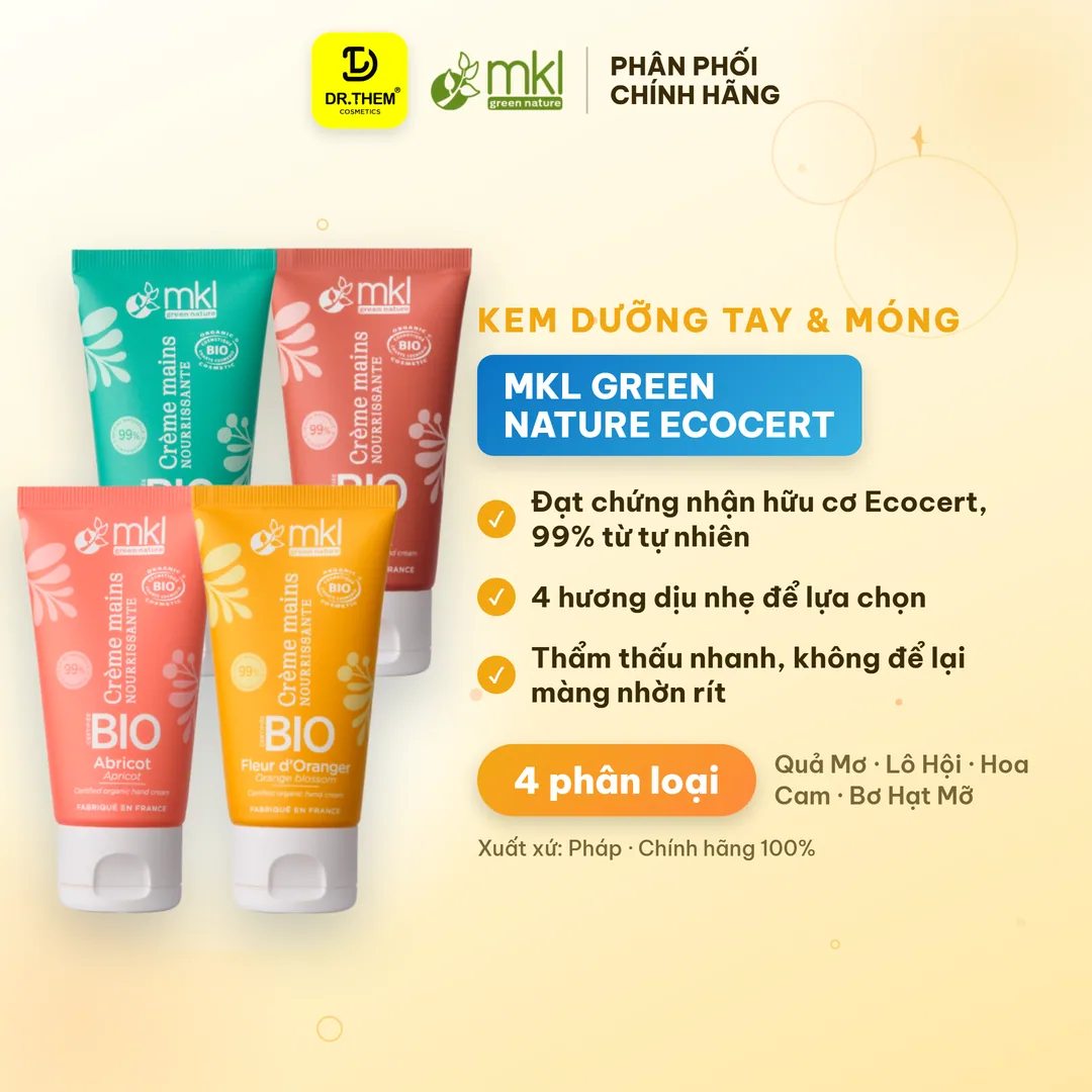 Kem Dưỡng Tay Và Móng Hữu Cơ MKL Green Nature Hand Cream Ecocert Dưỡng Ẩm Mềm Mịn Không Nhờn Rít 50ml