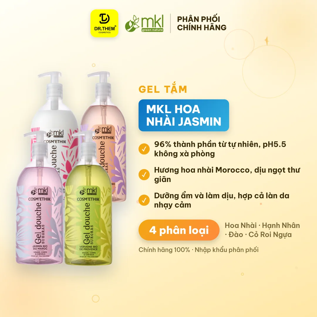 Gel Tắm Hữu Cơ MKL Green Nature Shower Gel pH5.5 Không Xà Phòng Dưỡng Ẩm Dịu Nhẹ Cho Da Nhạy Cảm 1000ml
