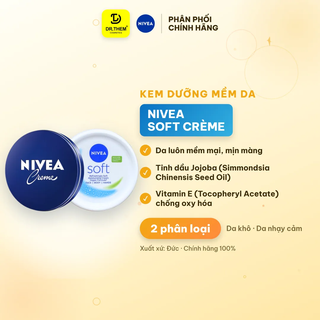 Kem Dưỡng Ẩm Nivea Creme Và Soft Creme Dưỡng Ẩm Chuyên Sâu Làm Mềm Bảo Vệ Da Khô Nứt Nẻ 60ml/200ml